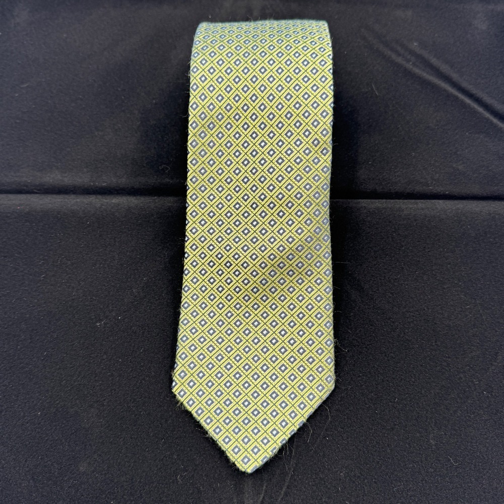 Nautica Mens Silk Geometric Pattern Tie Green Blue